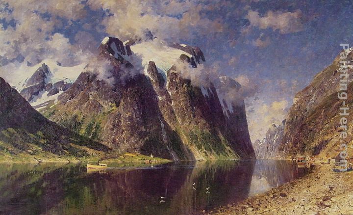 The Fjord painting - Adelsteen Normann The Fjord art painting